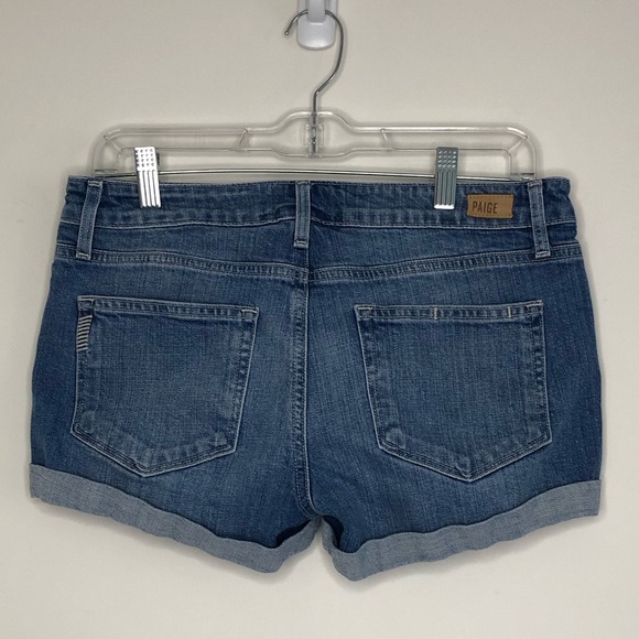 PAIGE Jimmy Jimmy Short Medium Wash Denim Cuffed Shorts Size 27 - Picture 4 of 8